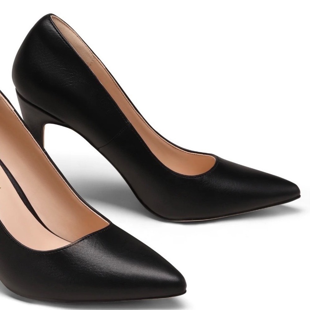 Burudani Womens Pointed Toe Pumps Black Faux Leather Stiletto Heels Sz 7.5 New - Picture 6 of 14
